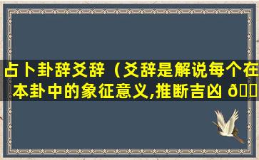 占卜卦辞爻辞（爻辞是解说每个在本卦中的象征意义,推断吉凶 🐕 的文字吗）